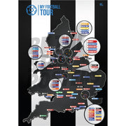 My Football Tour Map A2 Poster - Black / White Stripes