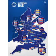 My Football Tour Map A2 Poster - Blue / White