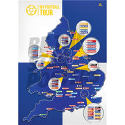 My Football Tour Map A2 Poster - Blue / White Quarters