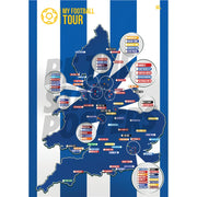 My Football Tour Map A2 Poster - Blue / White Stripes