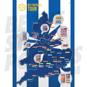 My Football Tour Map A2 Poster - Blue / White Stripes