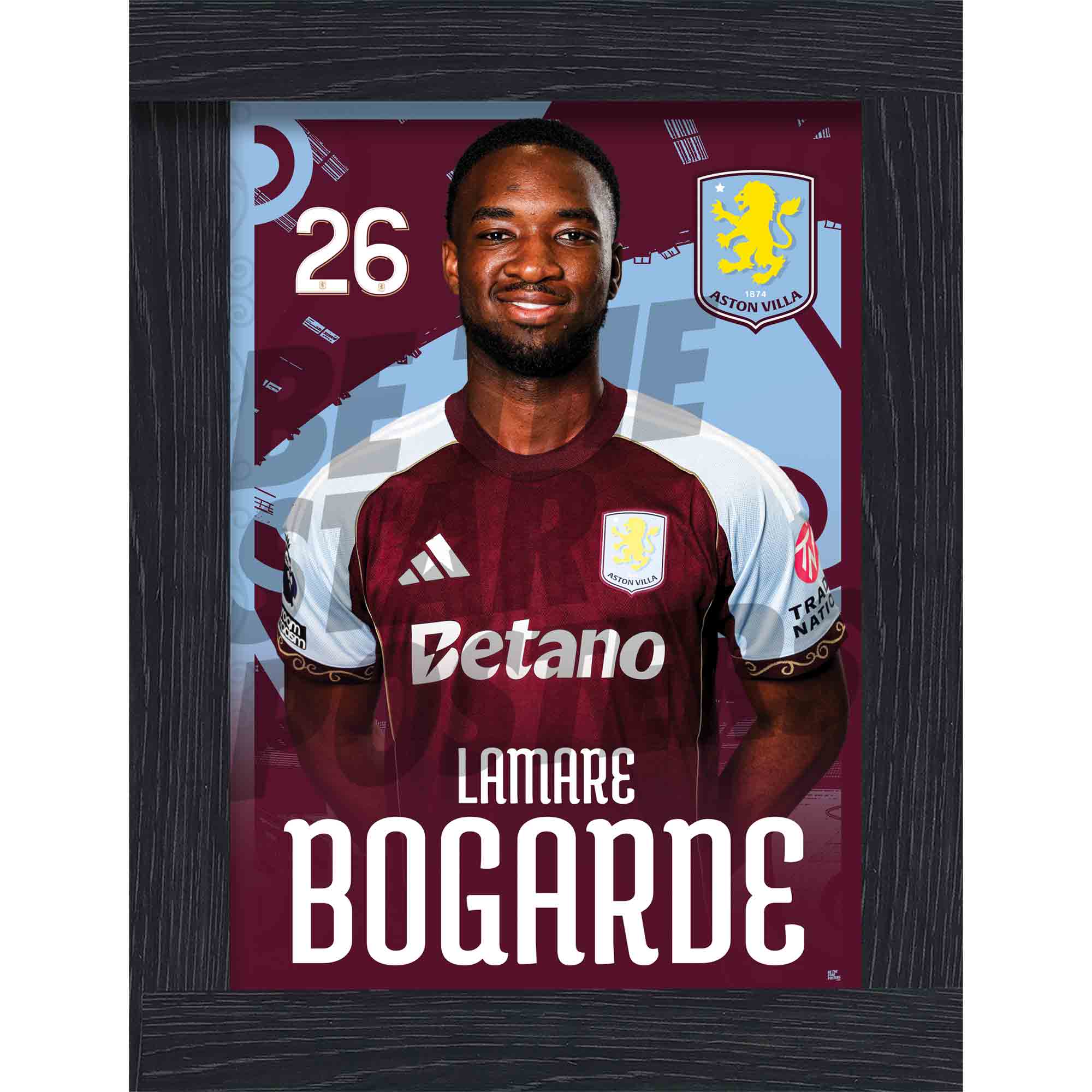 Aston Villa FC Lamare Bogarde 25/26 Headshot Poster