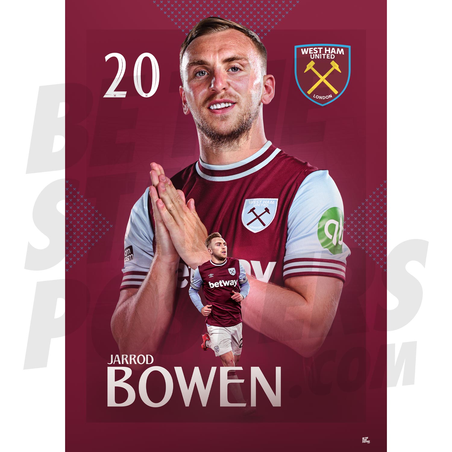 West Ham United FC Bowen 24/25 Action Poster