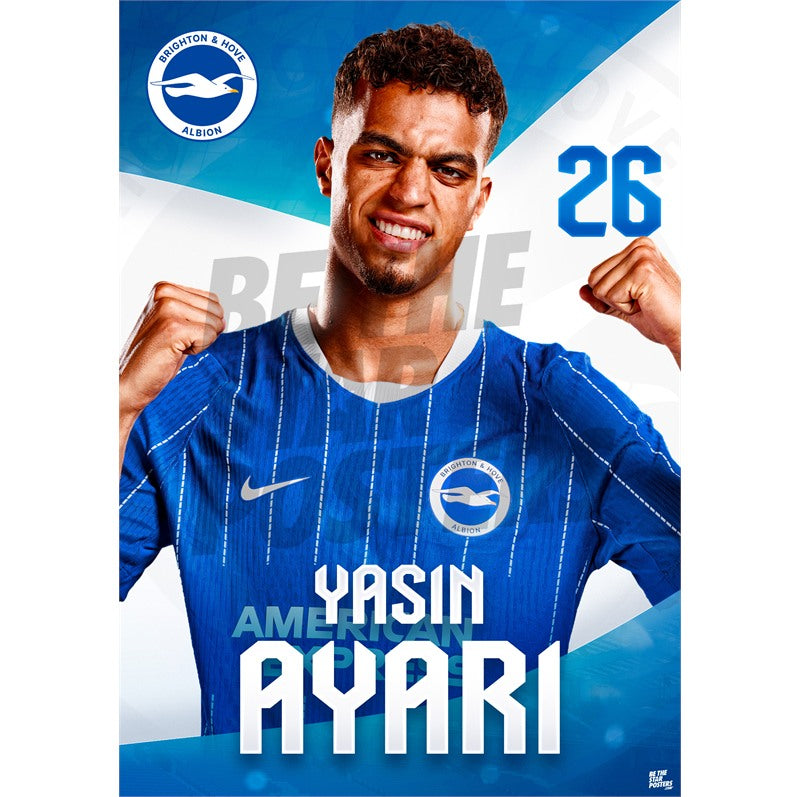Brighton & Hove Albion Yasin Ayari 26/27 Headshot Poster