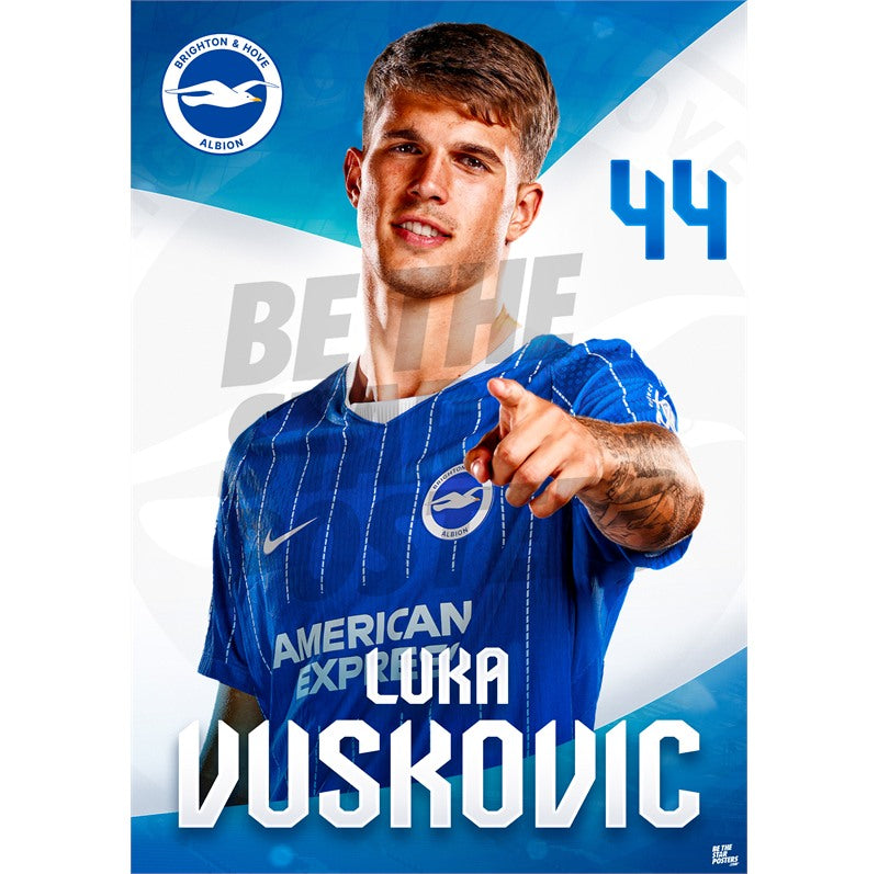 Brighton & Hove Albion Luka Vušković 26/27 Headshot Poster