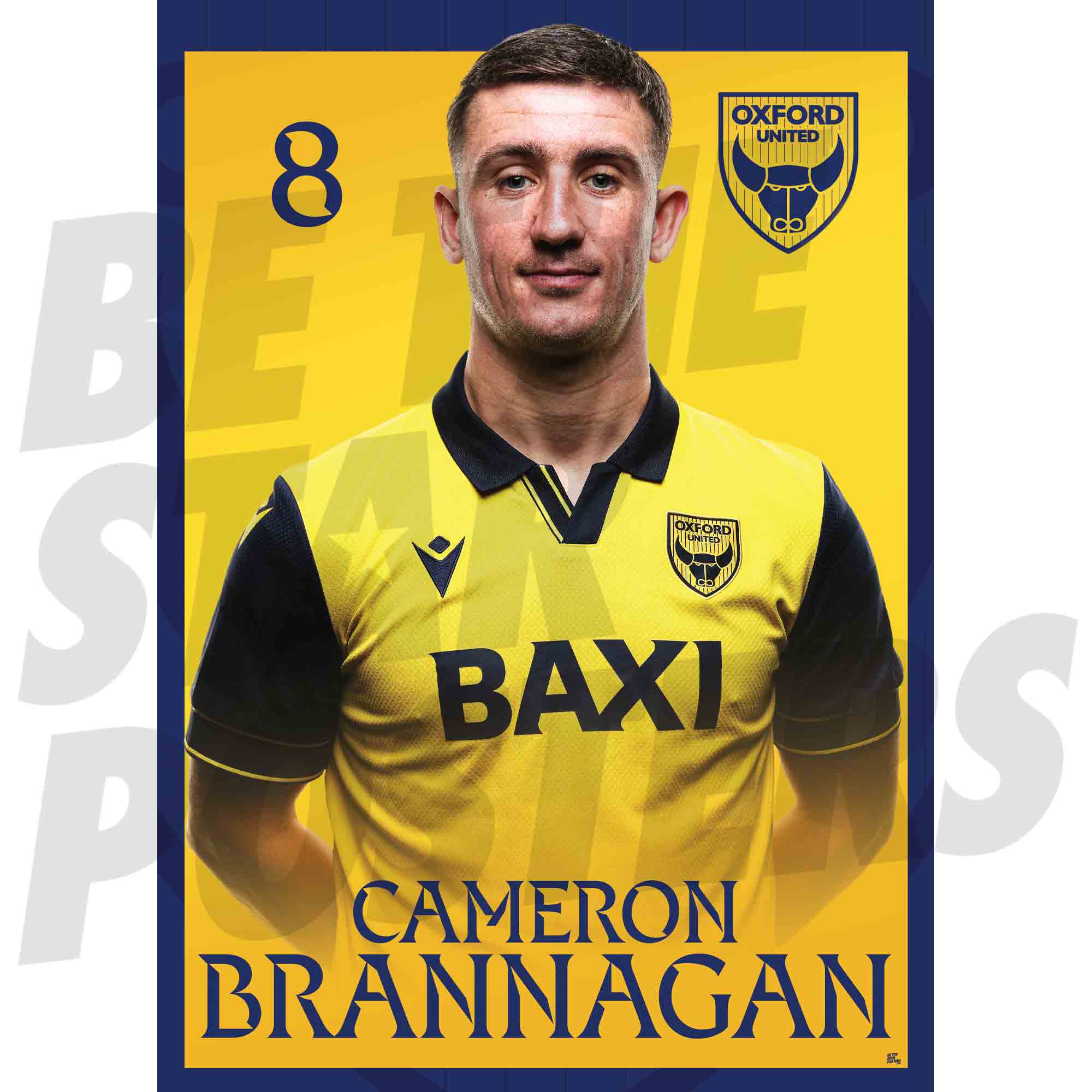 Oxford United FC Cameron Brannagan 25/26 Headshot Poster