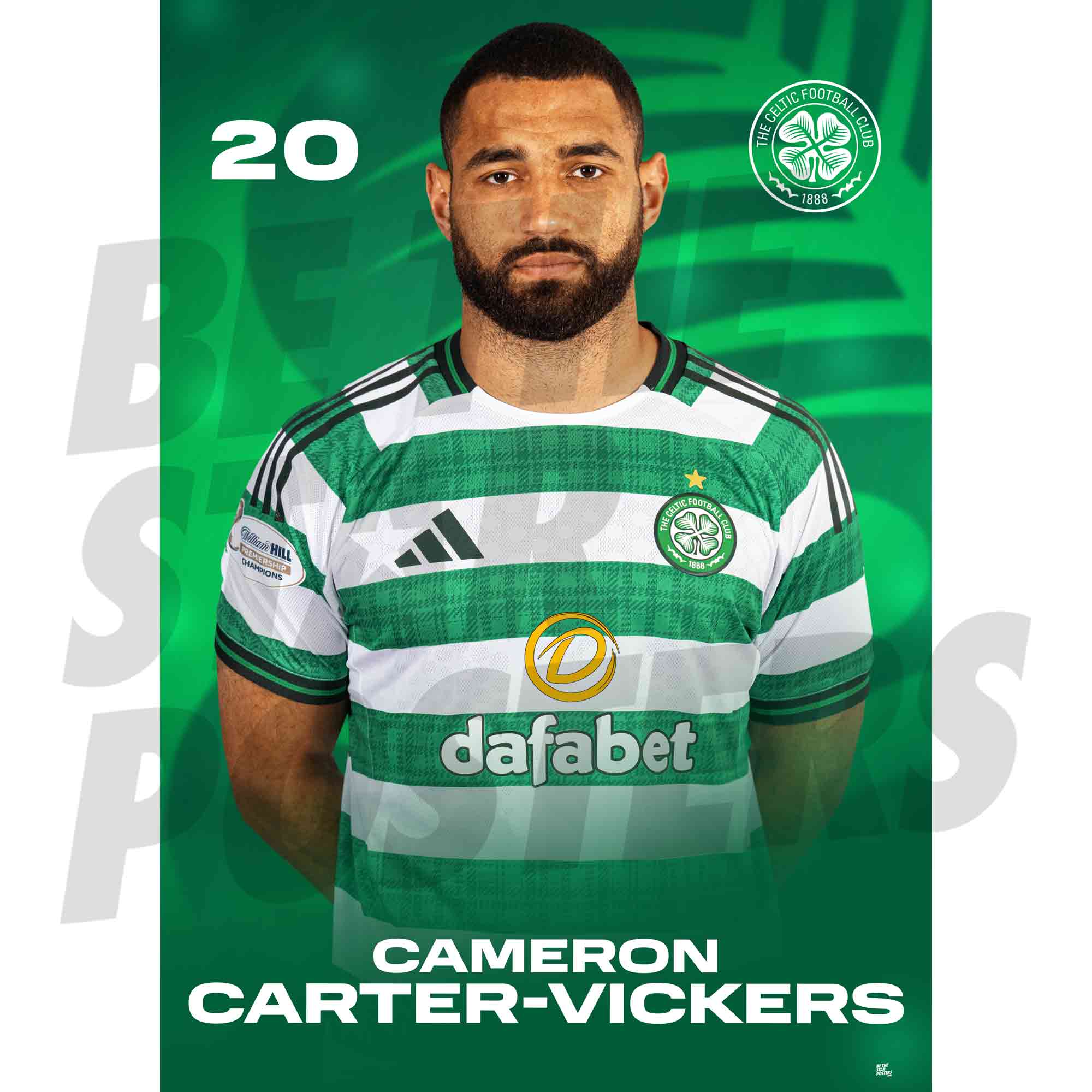Celtic FC Cameron Carter-Vickers 25/26 Headshot Poster