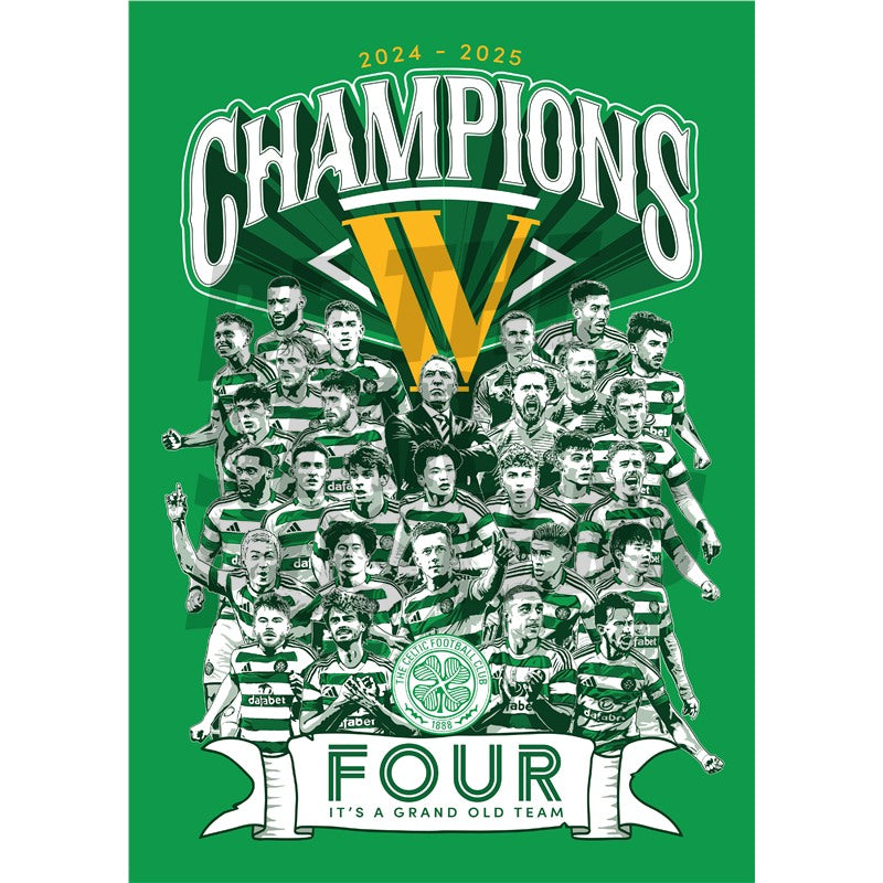 Celtic FC Squad 24/25 Champions Montage Poster