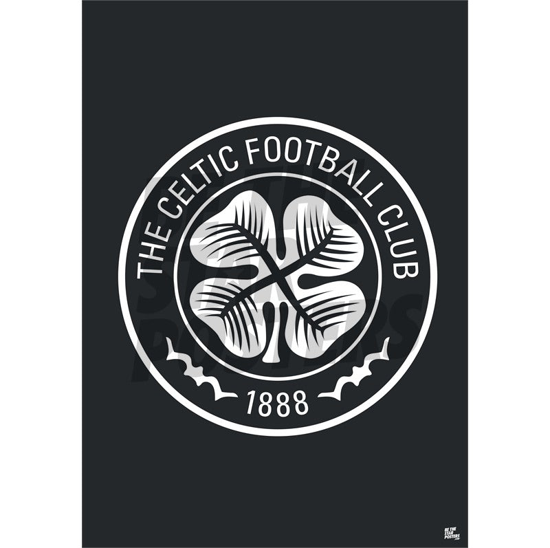 Celtic FC Crest Monotone Poster