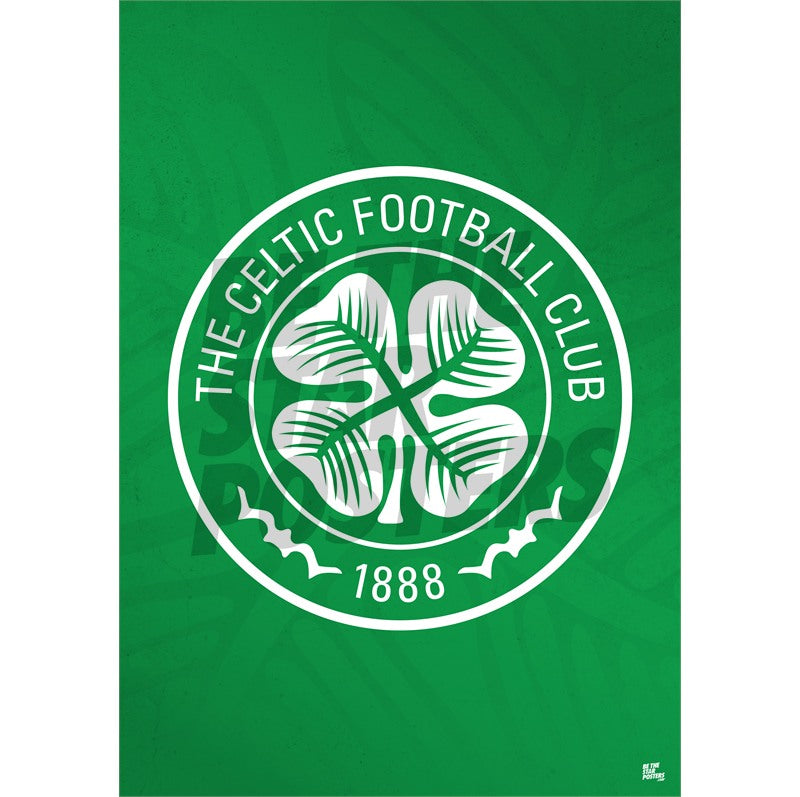 Celtic FC Crest Green Pattern Poster
