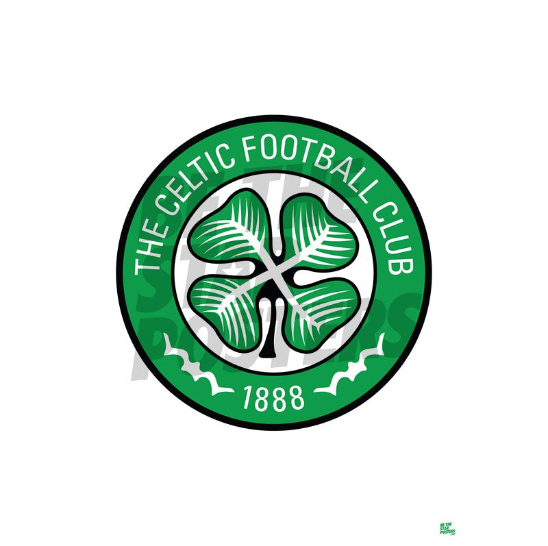 Celtic FC Crest Green on White Poster