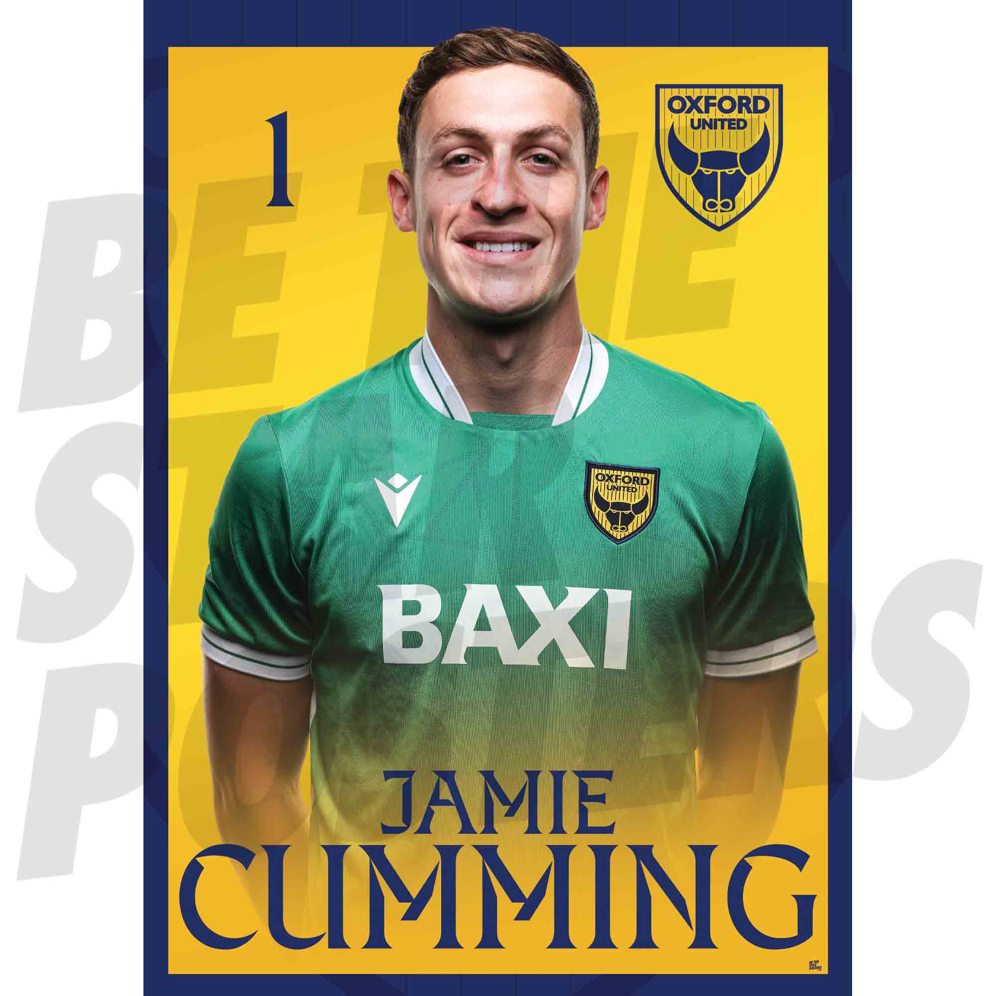 Oxford United FC Jamie Cumming 25/26 Headshot Poster