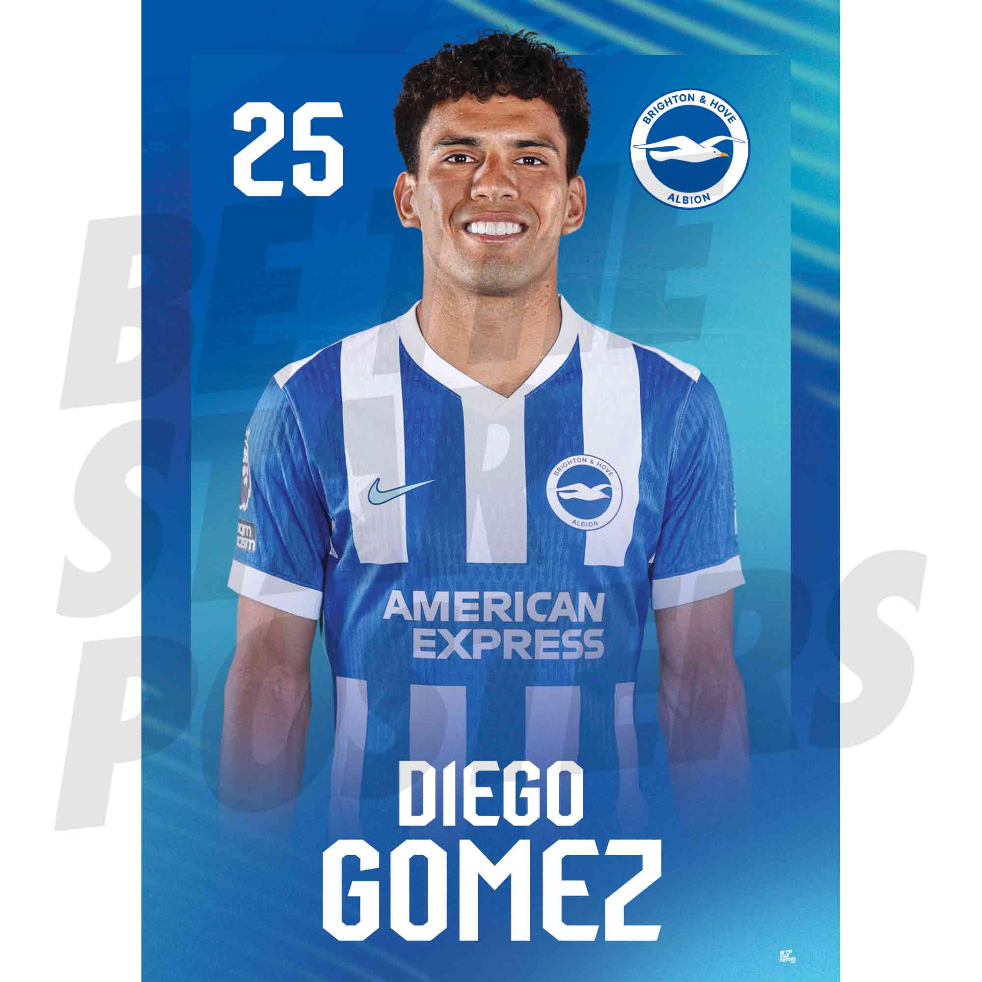 Brighton & Hove Albion FC Diego Gomez 25/26 Headshot Poster
