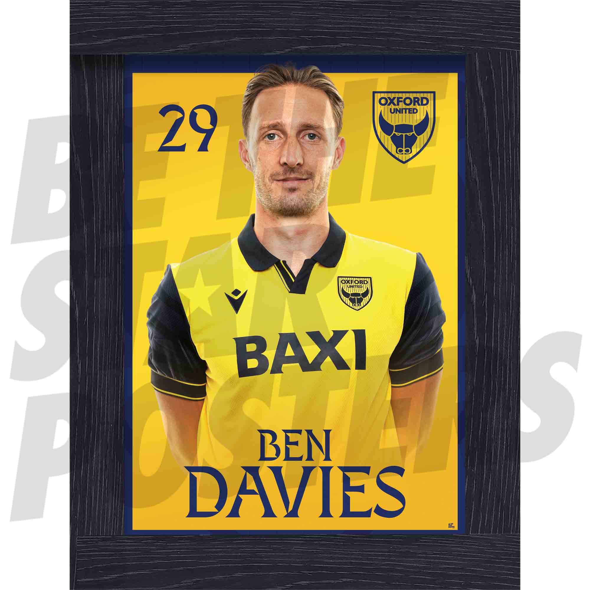 Oxford United FC Ben Davies 25/26 Headshot Poster