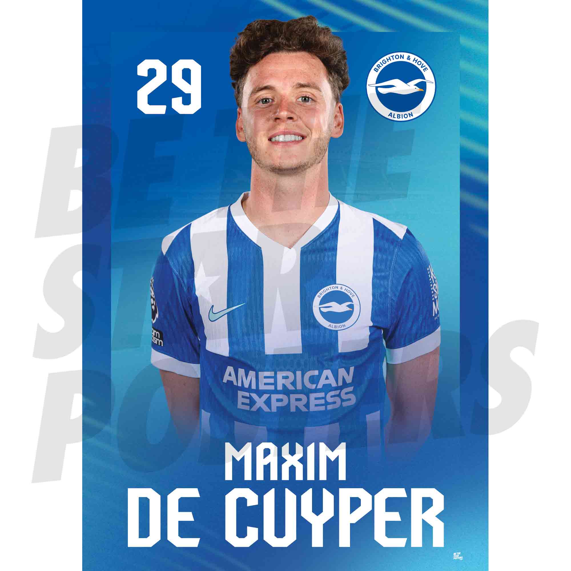 Brighton & Hove Albion FC Maxim De Cuyper 25/26 Headshot Poster