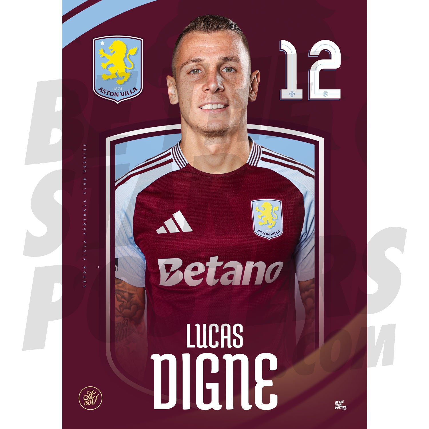 Aston Villa FC Digne 24/25 Headshot Poster