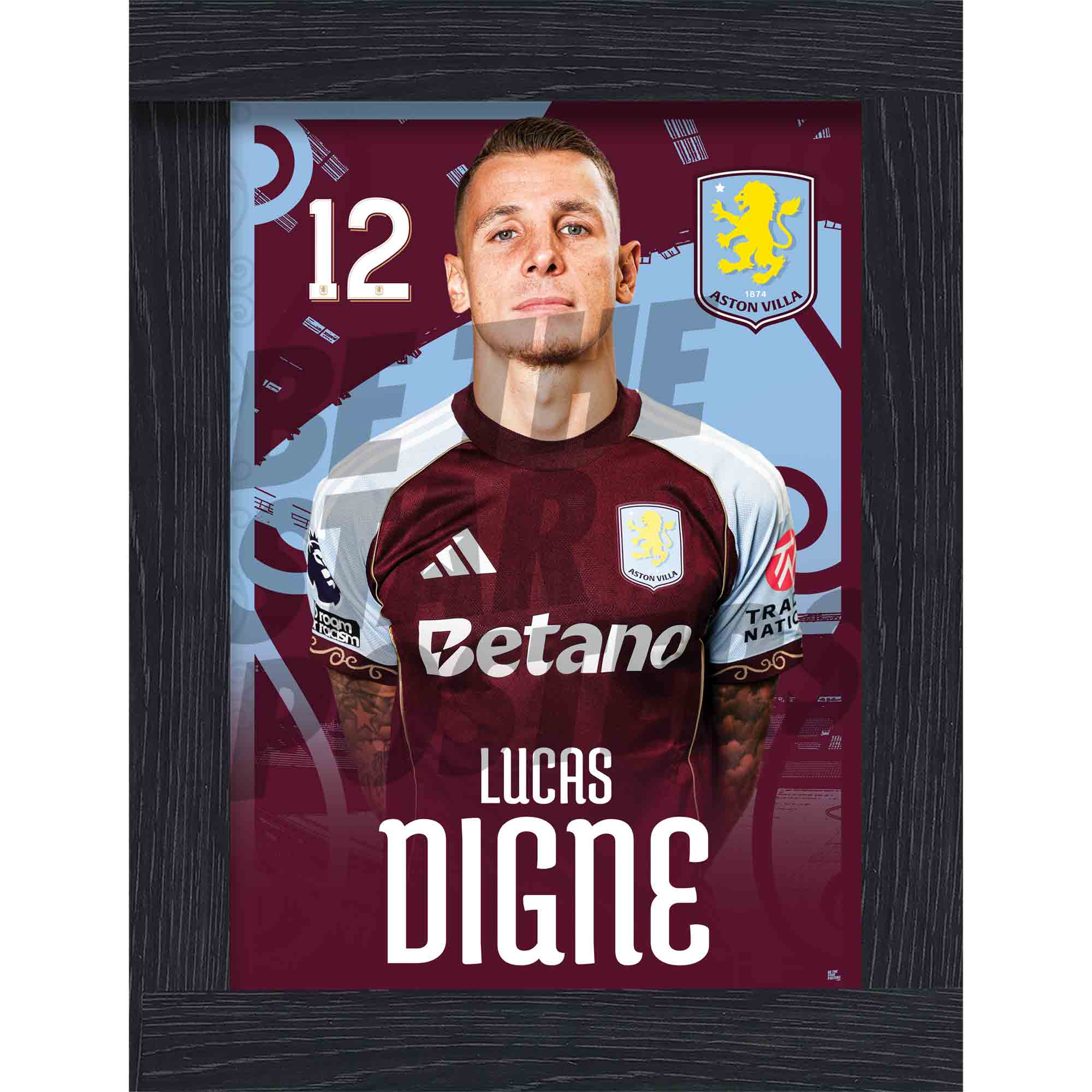Aston Villa FC Lucas Digne 25/26 Headshot Poster
