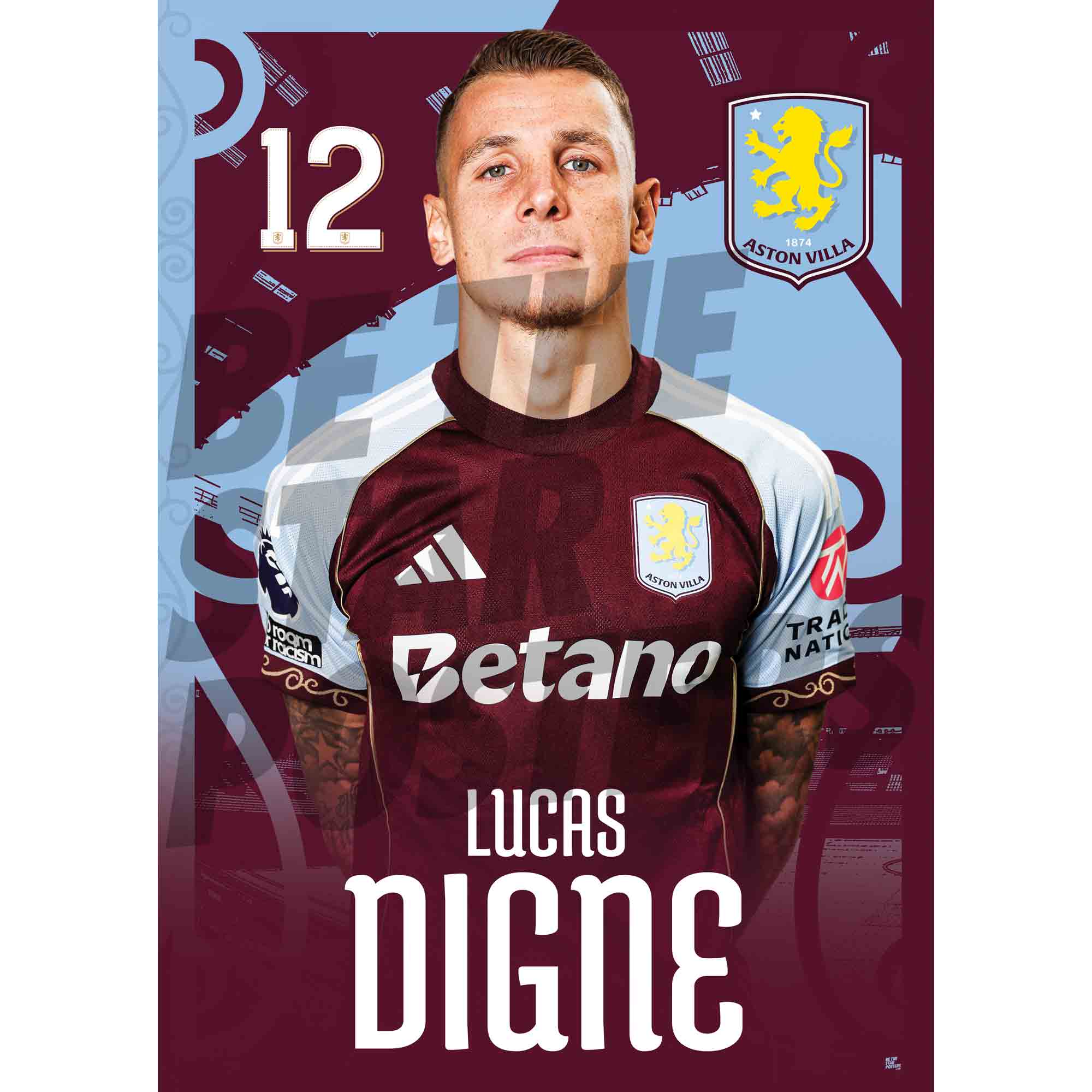 Aston Villa FC Lucas Digne 25/26 Headshot Poster