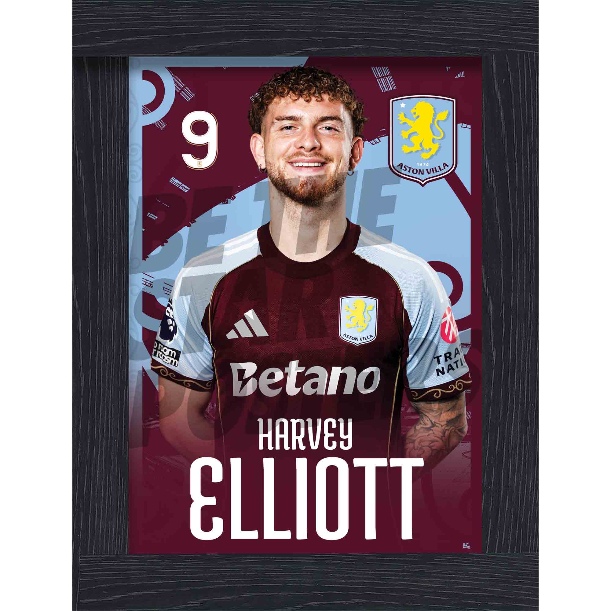 Aston Villa FC Harvey Elliott 25/26 Headshot Poster