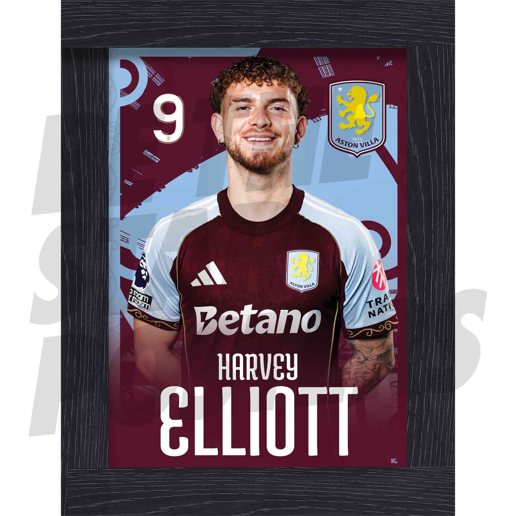 Aston Villa FC Harvey Elliott 25/26 Headshot Poster