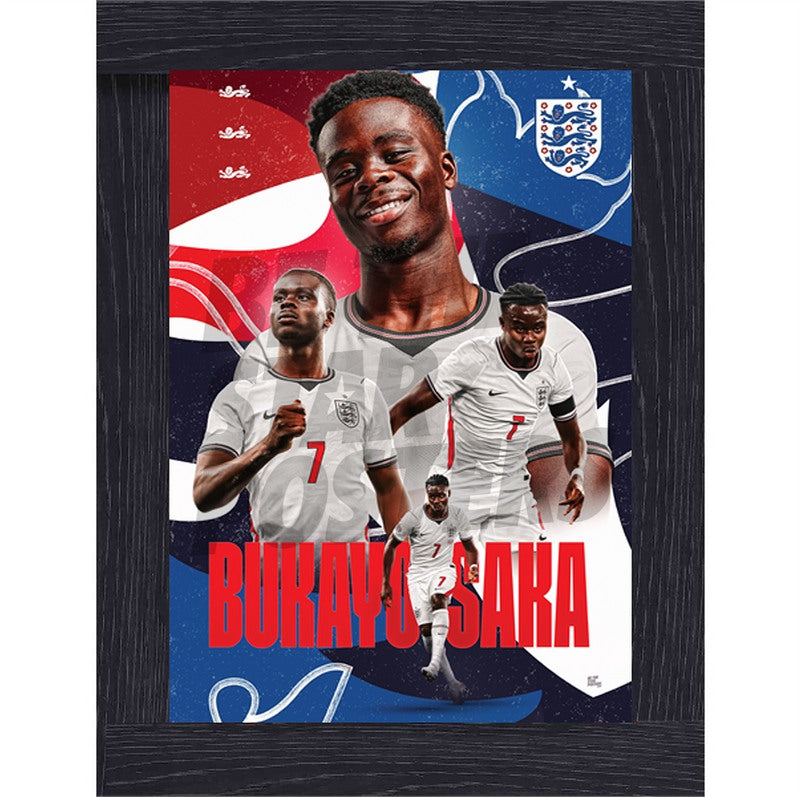 Bukayo Saka England 26/27 Home Action Poster
