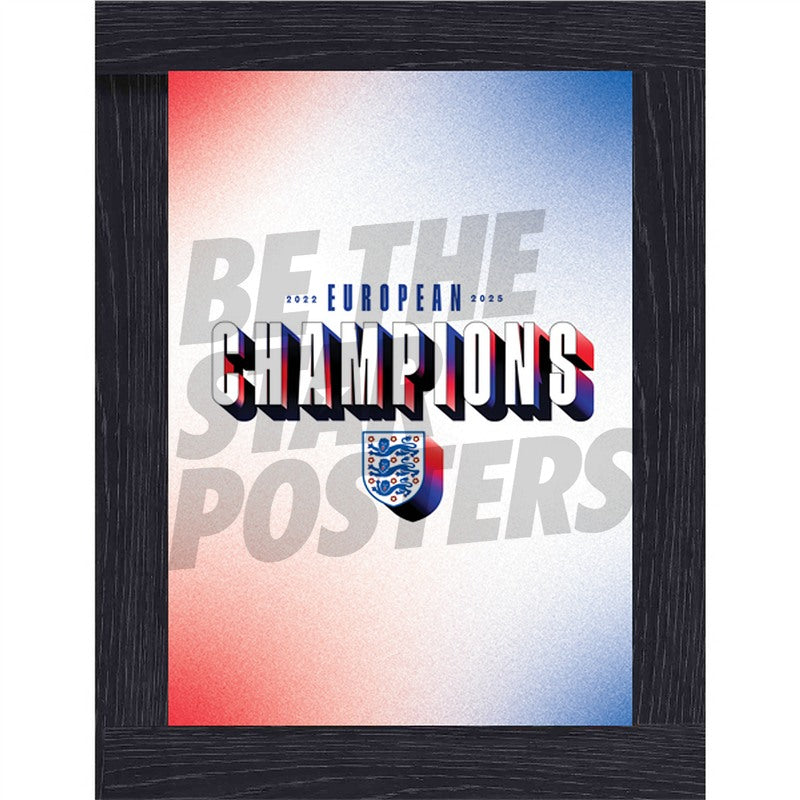 Lionesses European Champions Text Red White Blue Poster