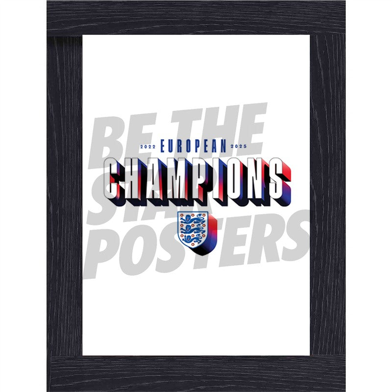 Lionesses European Champions Text White Poster