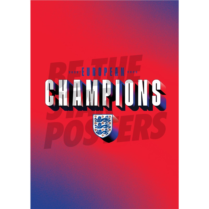 Lionesses European Champions Text Red Poster