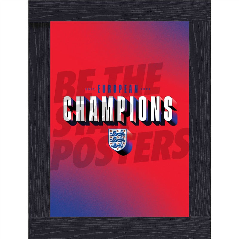 Lionesses European Champions Text Red Poster