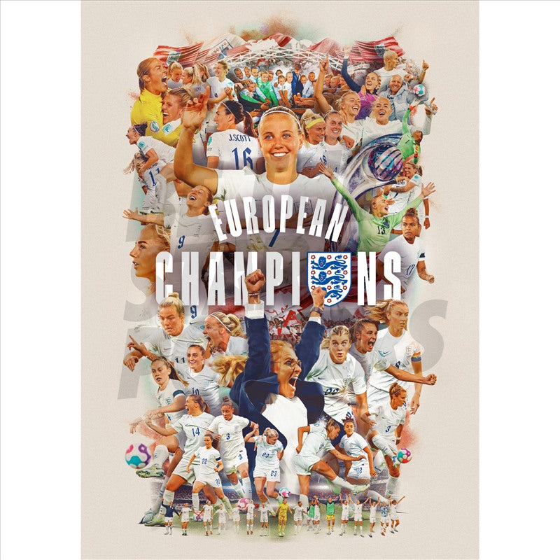 Lionesses European Champions Montage Poster