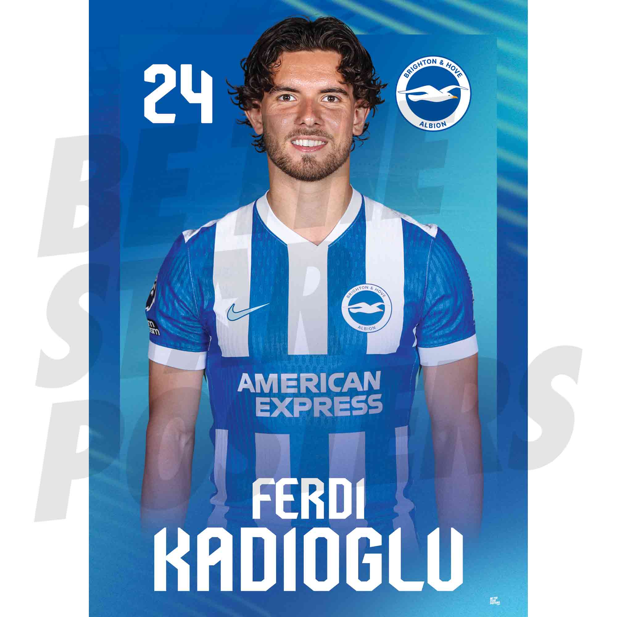 Brighton & Hove Albion FC Ferdi Kadioglu 25/26 Headshot Poster