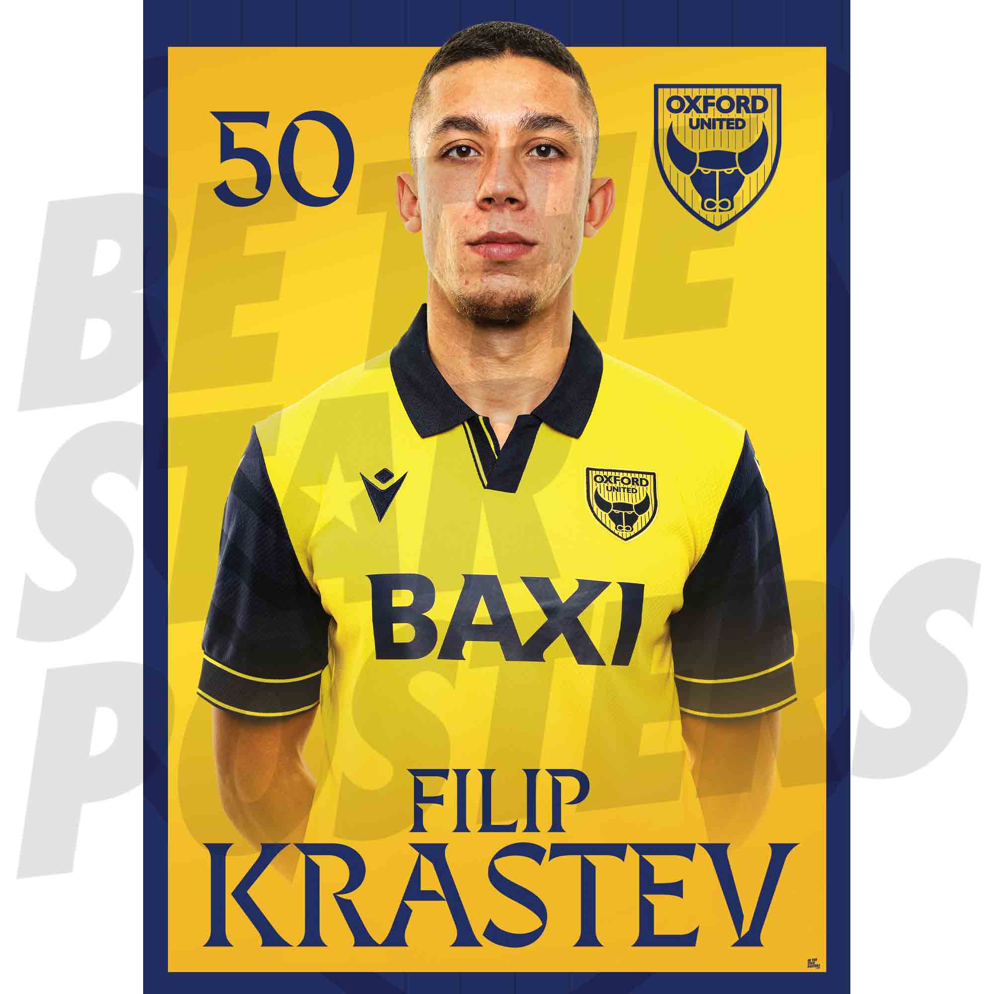 Oxford United FC Filip Krastev 25/26 Headshot Poster