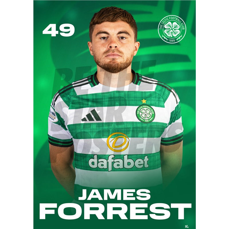 Celtic FC James Forrest 25/26 Headshot Poster