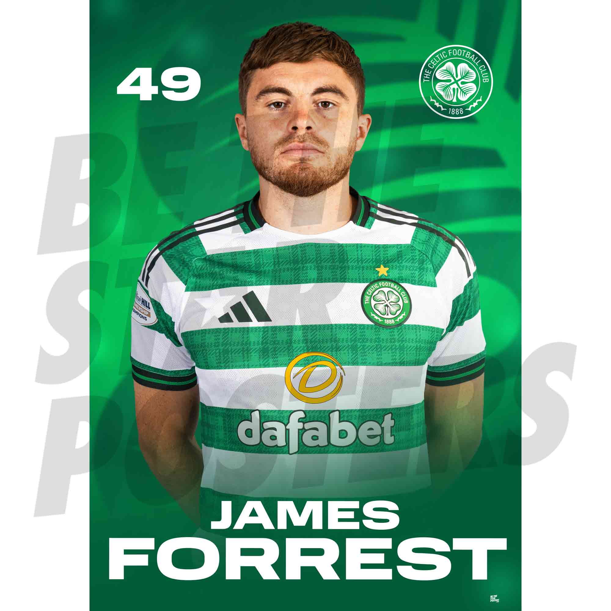 Celtic FC James Forrest 25/26 Headshot Poster
