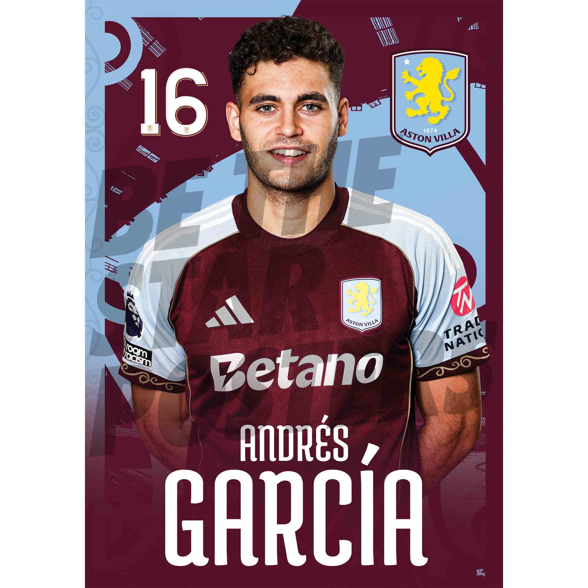 Aston Villa FC Andres Garcia 25/26 Headshot Poster