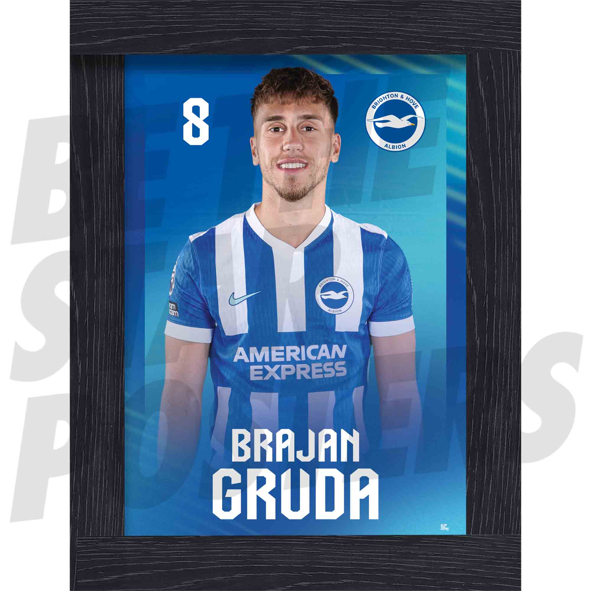 Brighton & Hove Albion FC Brajan Gruda 25/26 Headshot Poster