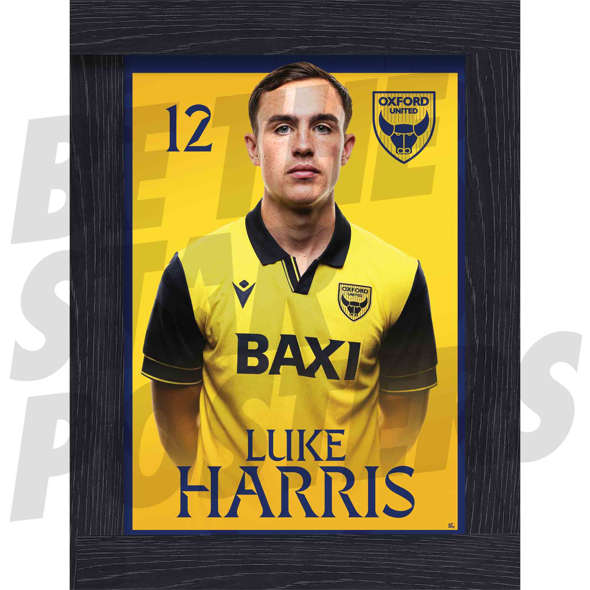 Oxford United FC Luke Harris 25/26 Headshot Poster