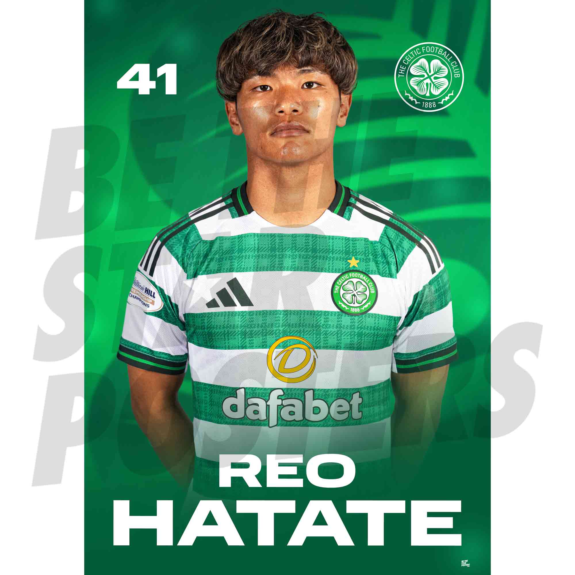 Celtic FC Reo Hatate 25/26 Headshot Poster
