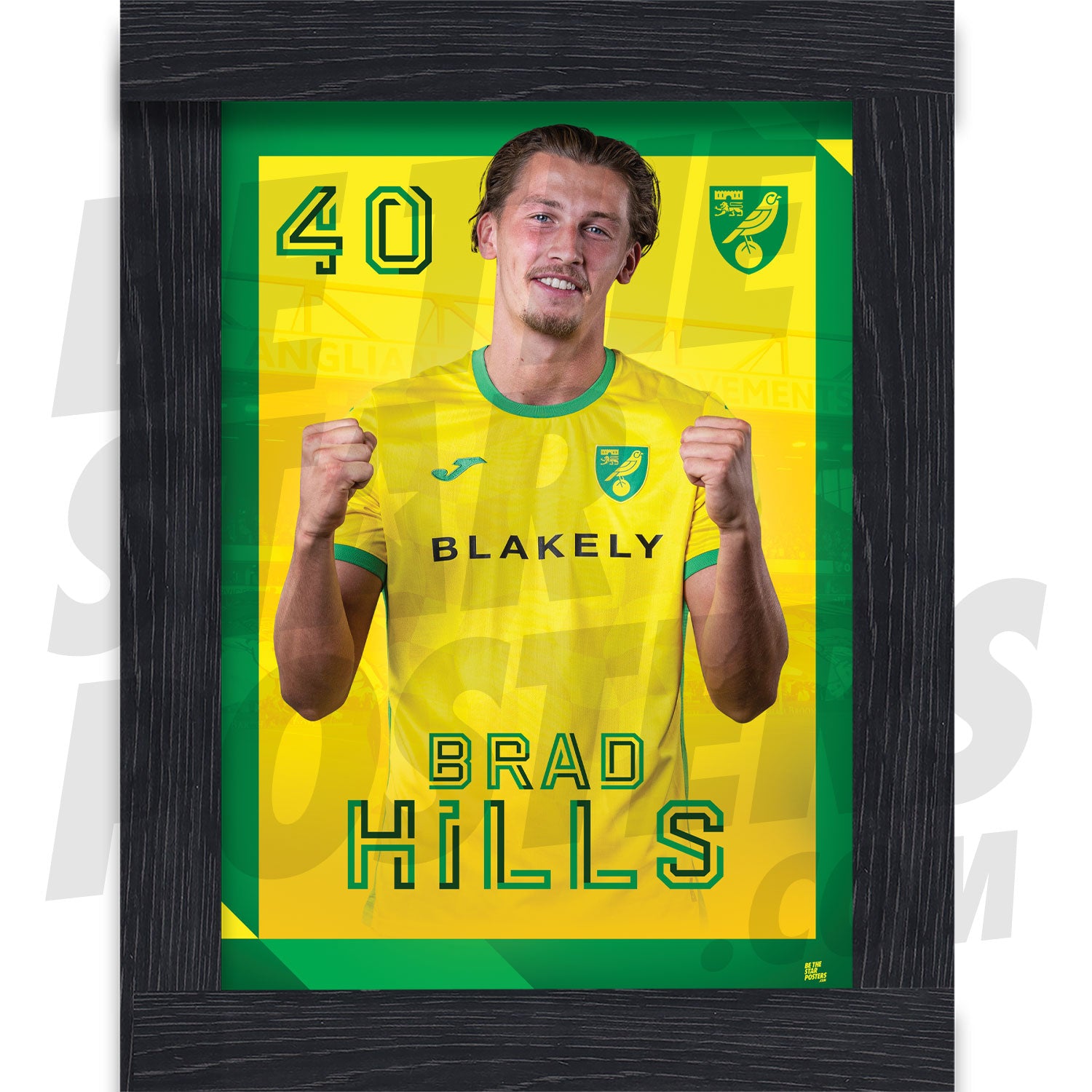 Norwich City FC Hills 24/25 Headshot Poster
