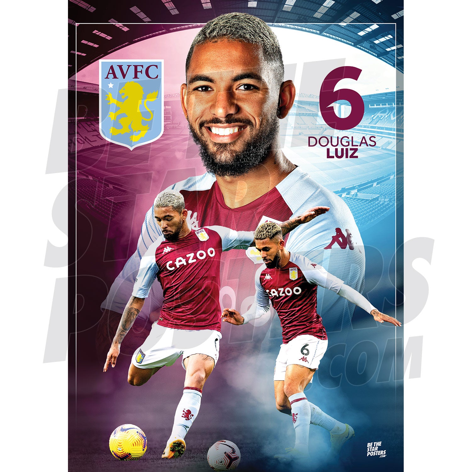 Aston Villa FC Douglas Luiz 20/21 Action Poster
