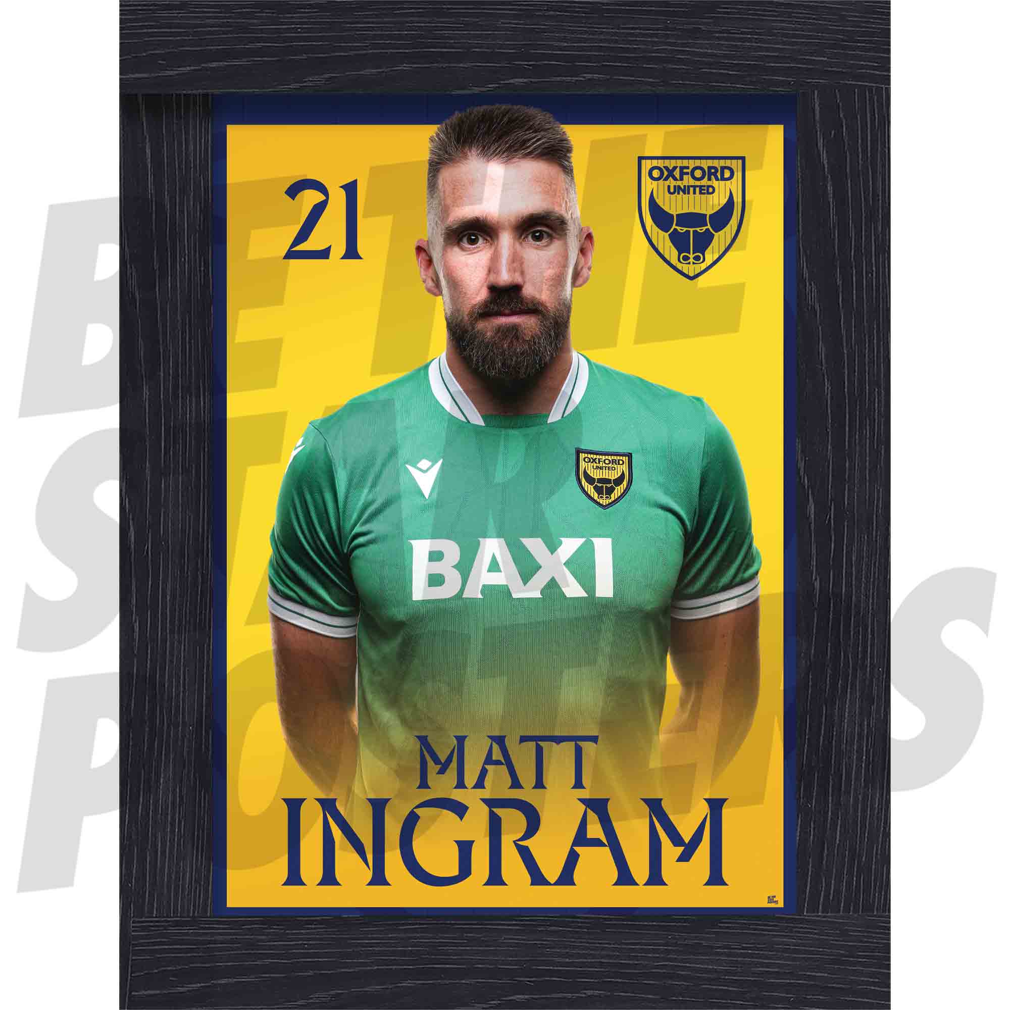 Oxford United FC Matt Ingram 25/26 Headshot Poster