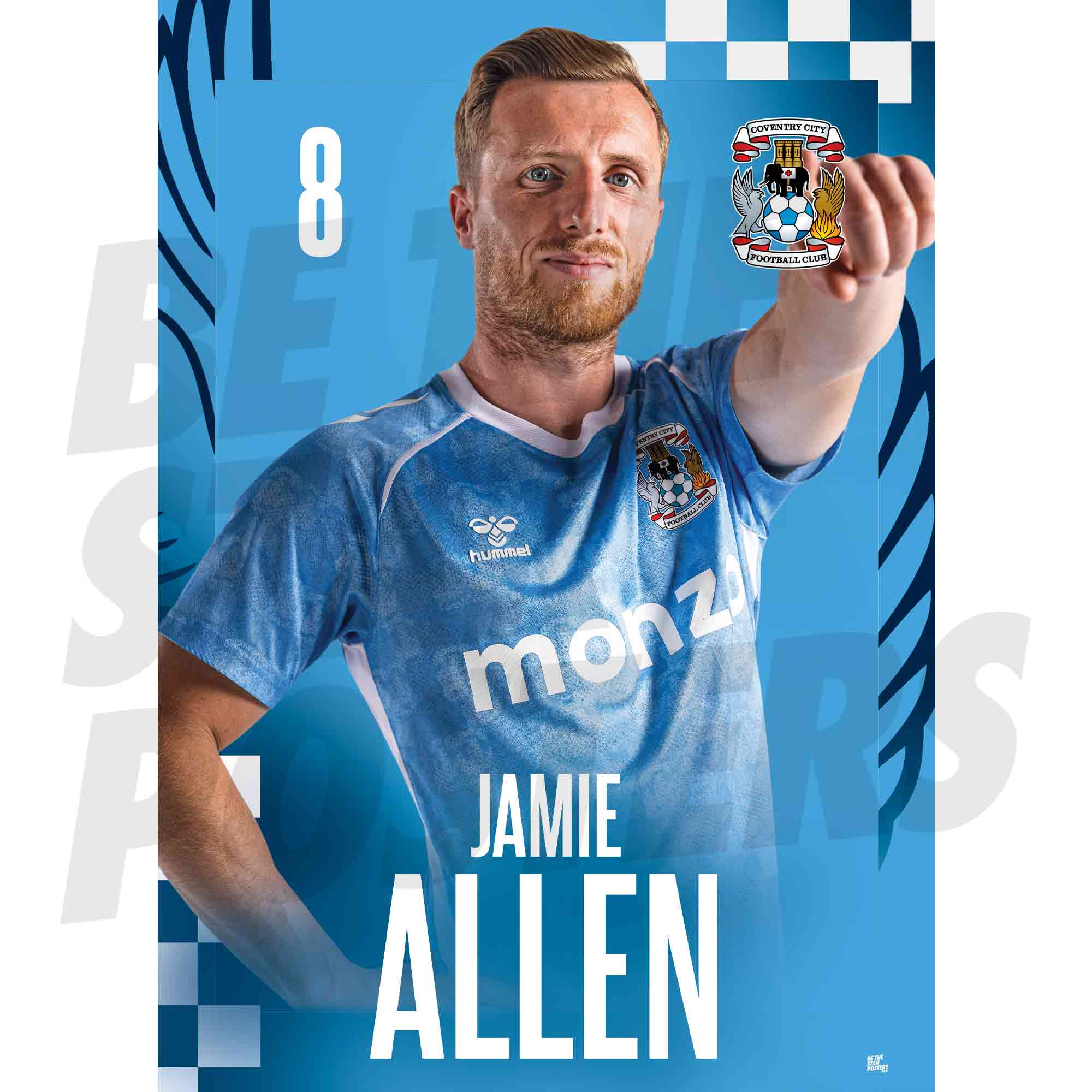 Coventry City FC Joe Allen 25/26 Headshot Poster