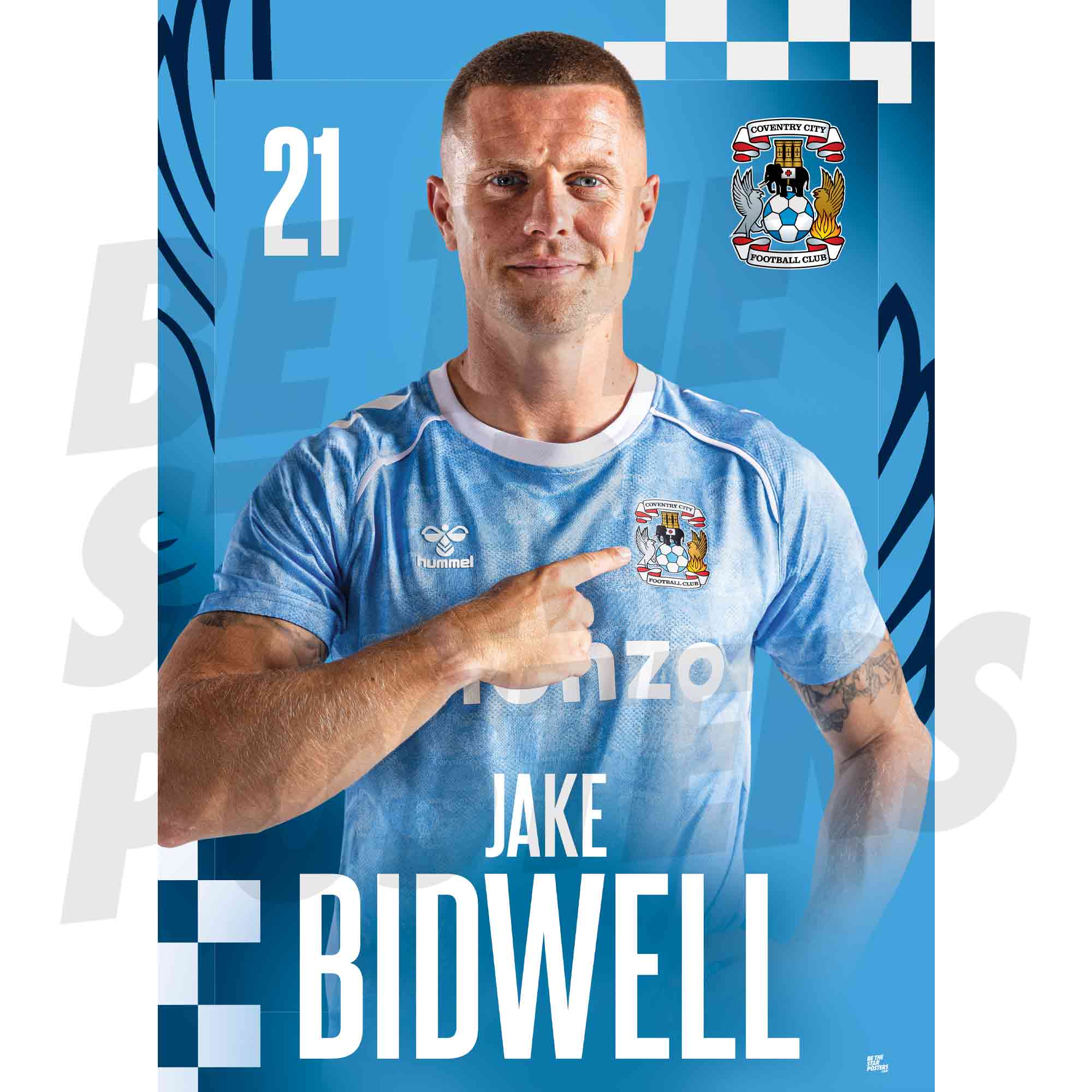 Coventry City FC Jake Bidwell 25/26 Headshot Poster