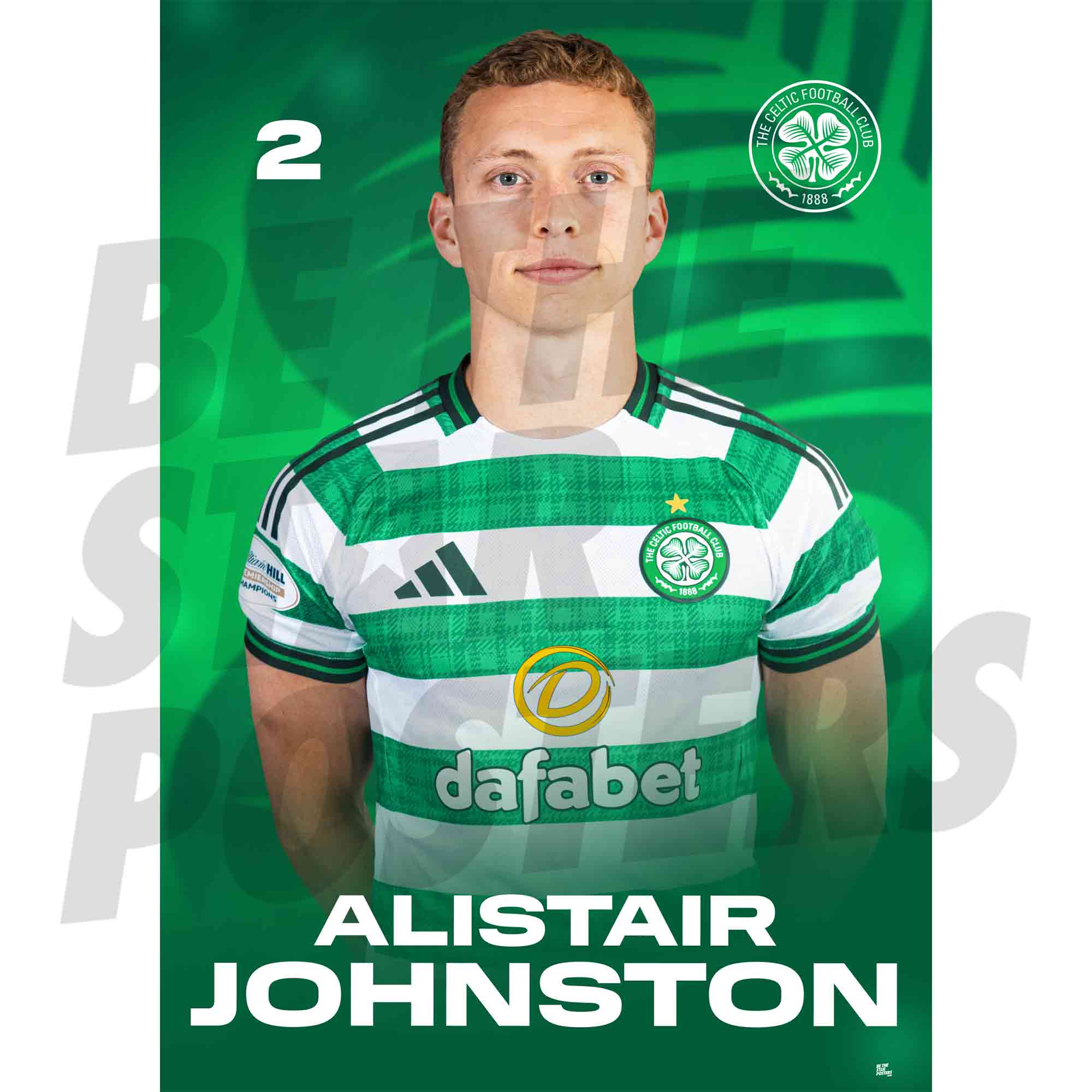 Celtic FC Alistair Johnston 25/26 Headshot Poster