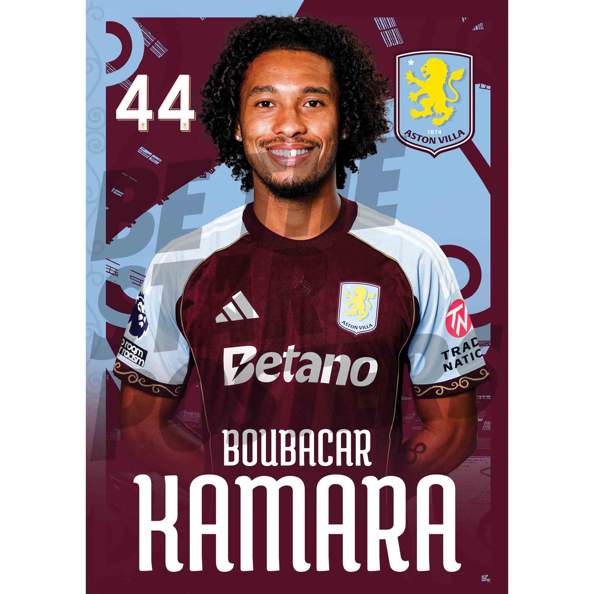 Aston Villa FC Boubacar Kamara 25/26 Headshot Poster