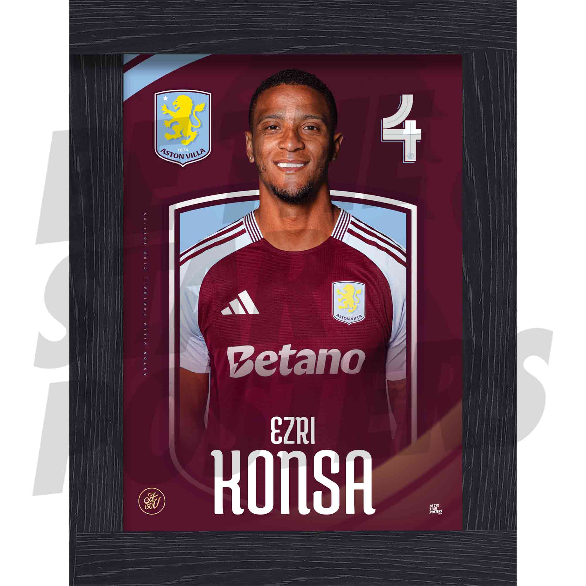 Aston Villa FC Konsa 24/25 Headshot Poster