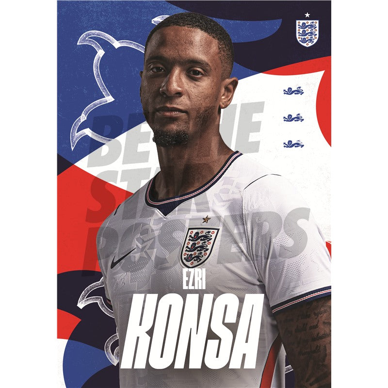 Ezri Konsa England 26/27 Home Headshot Poster