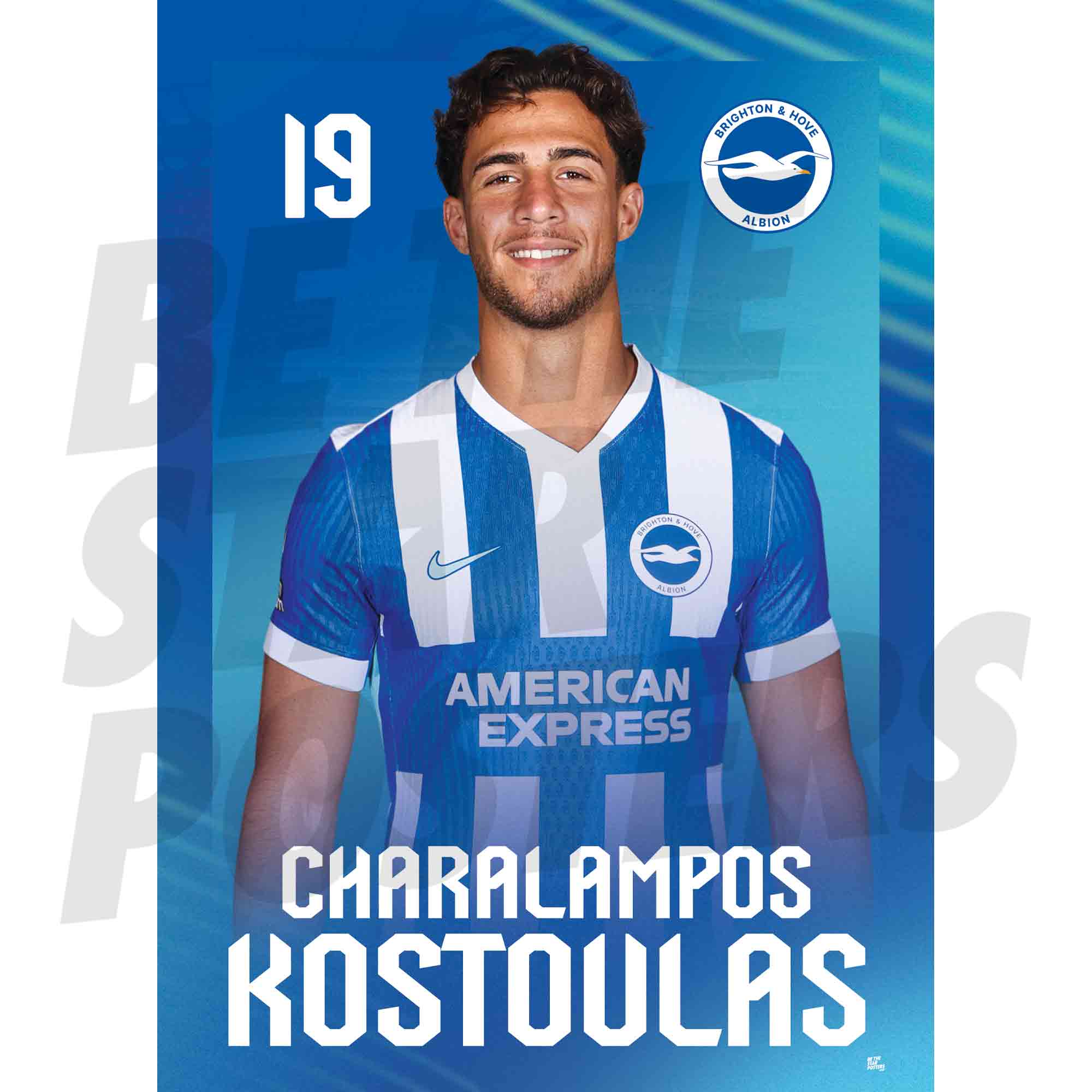 Brighton & Hove Albion FC Charalampos Kostoulas 25/26 Headshot Poster