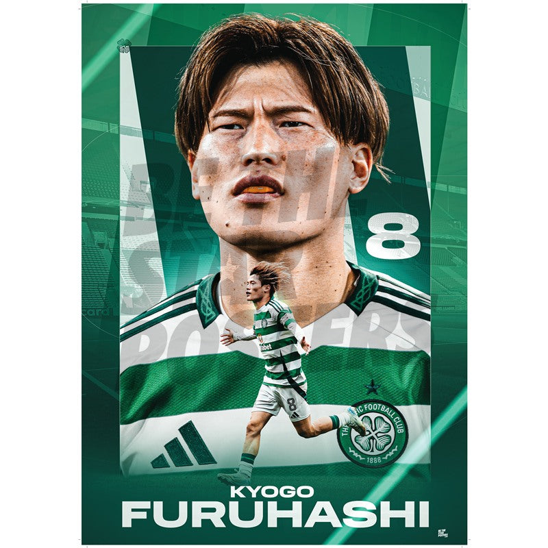 Celtic FC Kyogo 24/25 Action Poster