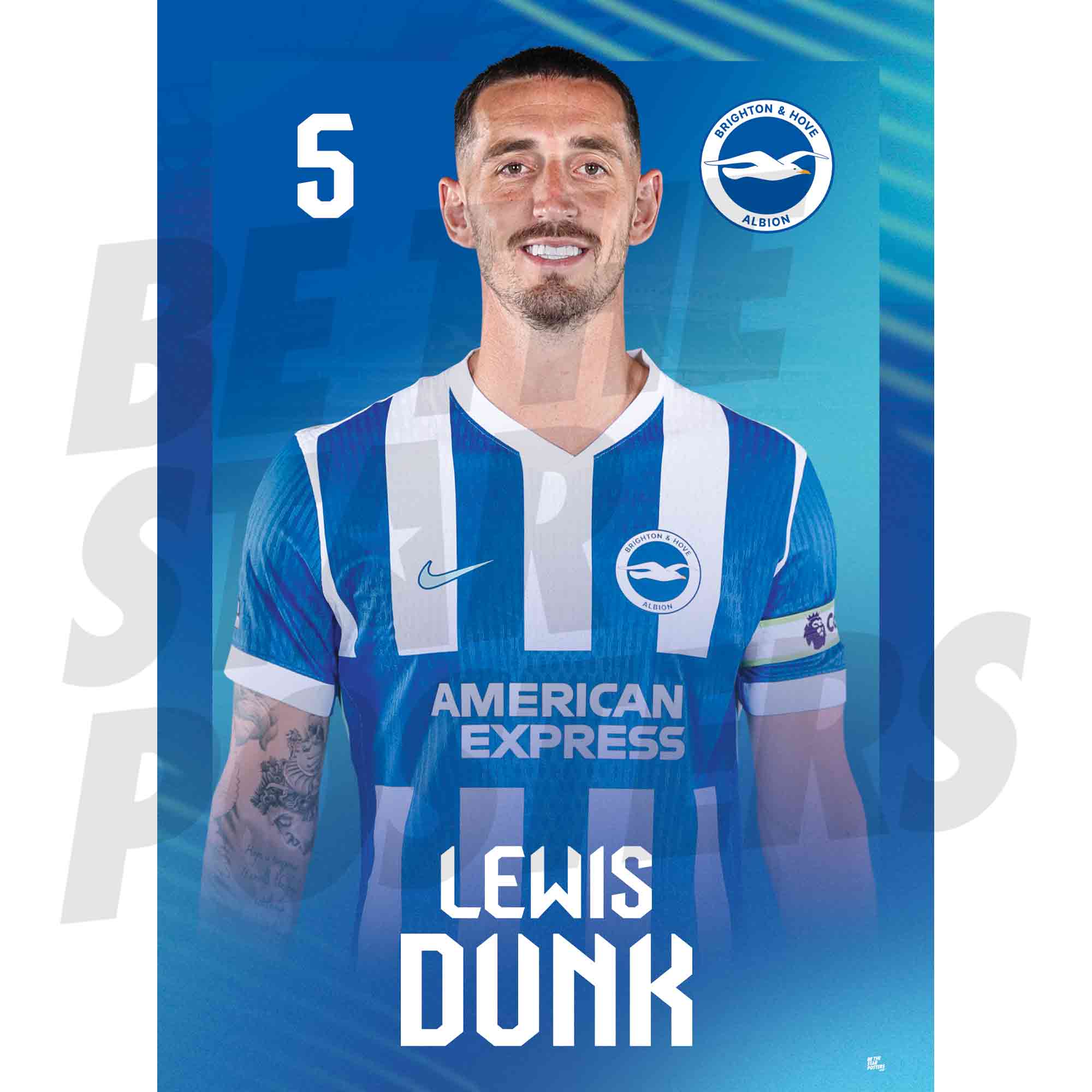 Brighton & Hove Albion FC Lewis Dunk 25/26 Headshot Poster